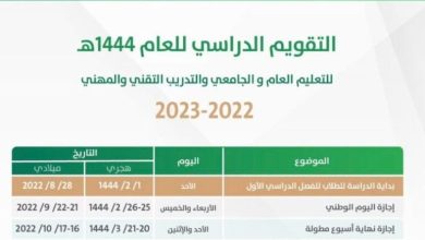 التقويم الدراسي الجديد لطلاب المملكة في المدارس والجامعات 1445